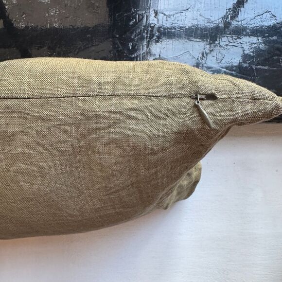 THE CITIZENRY Prisha Linen Lumbar Pillow 14"'H x 30"W Olive - Picture 3 of 6